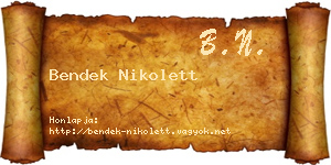 Bendek Nikolett névjegykártya